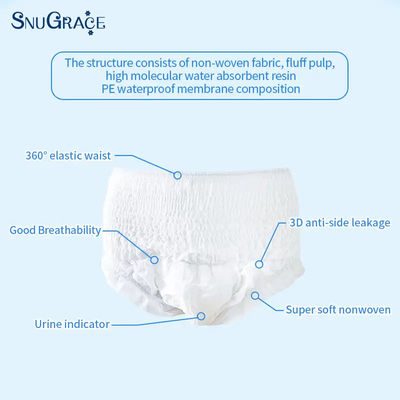 SnuGrace Direct couche à usage unique pour adultes avec le canal de prévention des fuites 3D anti-fuite