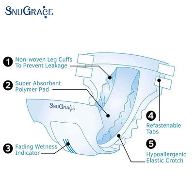 Couche imprimée pour adultes à absorption super rapide avec motif de couleur et propagation rapide
