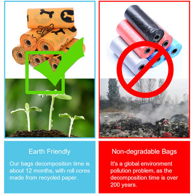 Sacs de caca pour chiens à étiquette personnalisée biodégradables compostables dégradables pour éliminer les déchets d'animaux de compagnie