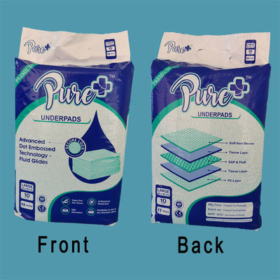 Couleur personnalisée 5 couches de noyau 60x90 tampon absorbant Incontinence Underpad tampon de coton chirurgicale